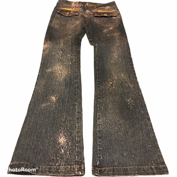 Y2K Size 5/6 Flare Hand Painted Jeans. New With Tags - Picture 2 of 4